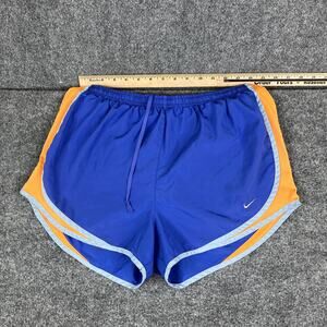 Nike Dri-Fit Shorts Womens Size L Blue Orange Trim Lightweight Athletic Running